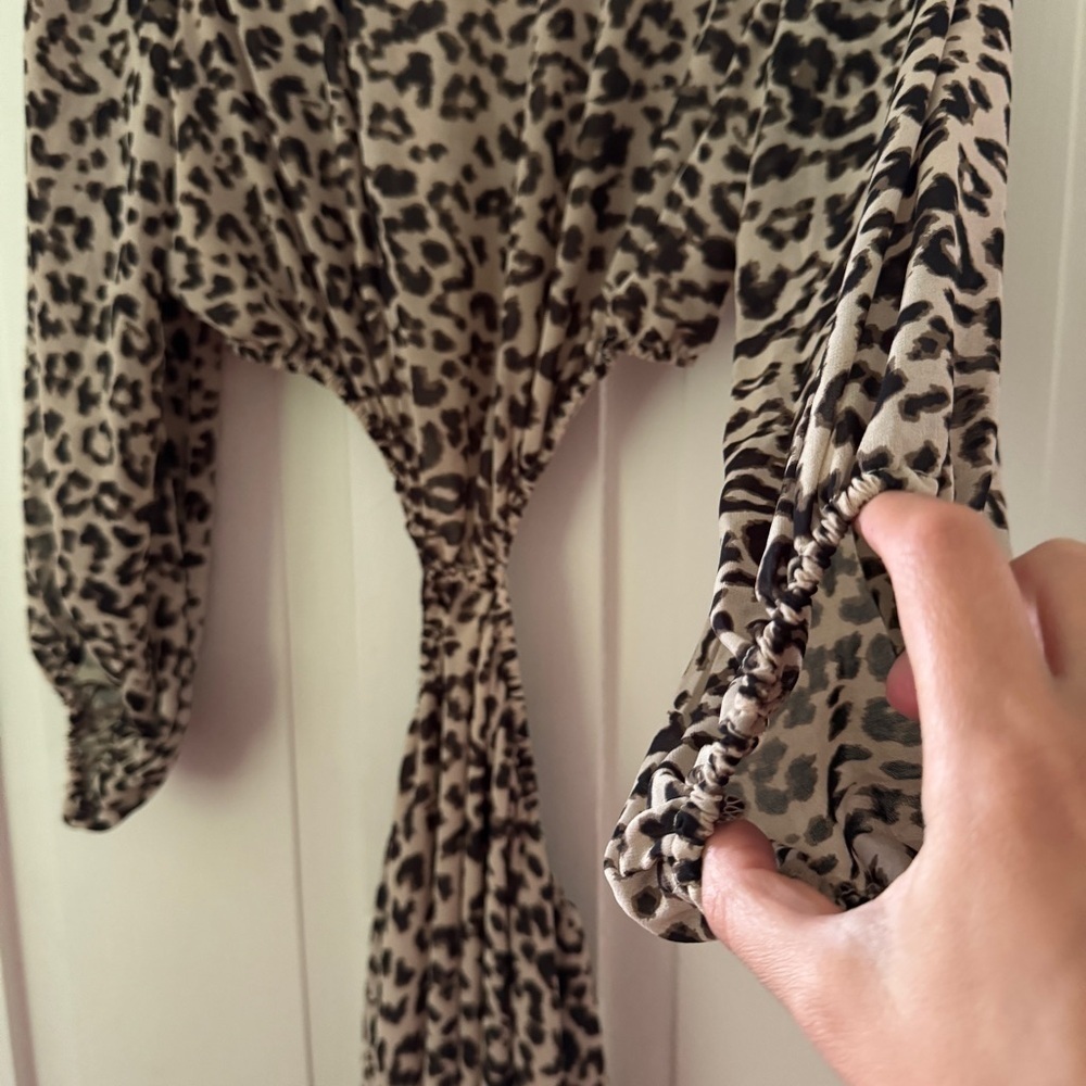 Leopard Long Sleeve Cut Out Open Back Maxi Dress - Picture 8 of 15